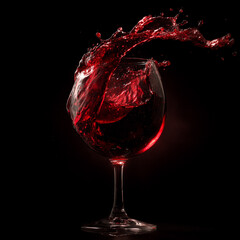 Red wine swirling in a levitating glass