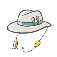 angler s hat with lures icon, angler s hat with lures vector illustration-simple illustration of angler s hat with lures, perfect for angler s hat with lures logos and icons