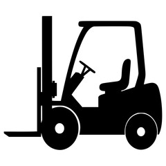Black and White Forklift Silhouette Icon