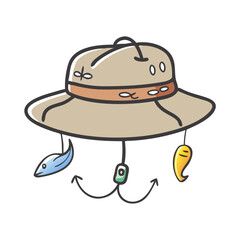 angler s hat with lures icon, angler s hat with lures vector illustration-simple illustration of angler s hat with lures, perfect for angler s hat with lures logos and icons