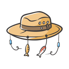 angler s hat with lures icon, angler s hat with lures vector illustration-simple illustration of angler s hat with lures, perfect for angler s hat with lures logos and icons