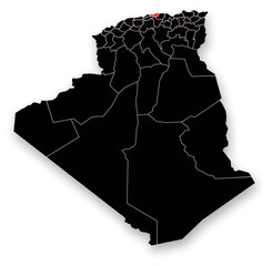 Algeria Capital Mark on its Map Vector Illustration