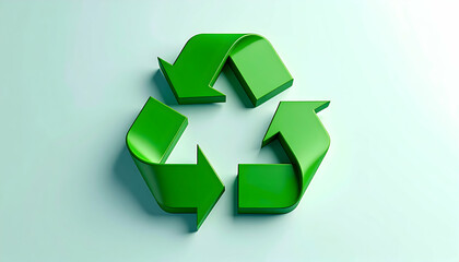 Obraz premium Vibrant green recycling symbol on a light background, emphasizing sustainability
