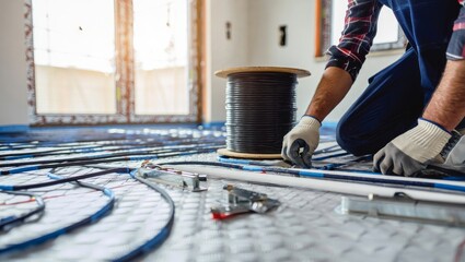 Professional Installation of Underfloor Heating System in Modern Home &ndash; Precision and Comfort in High-Detail