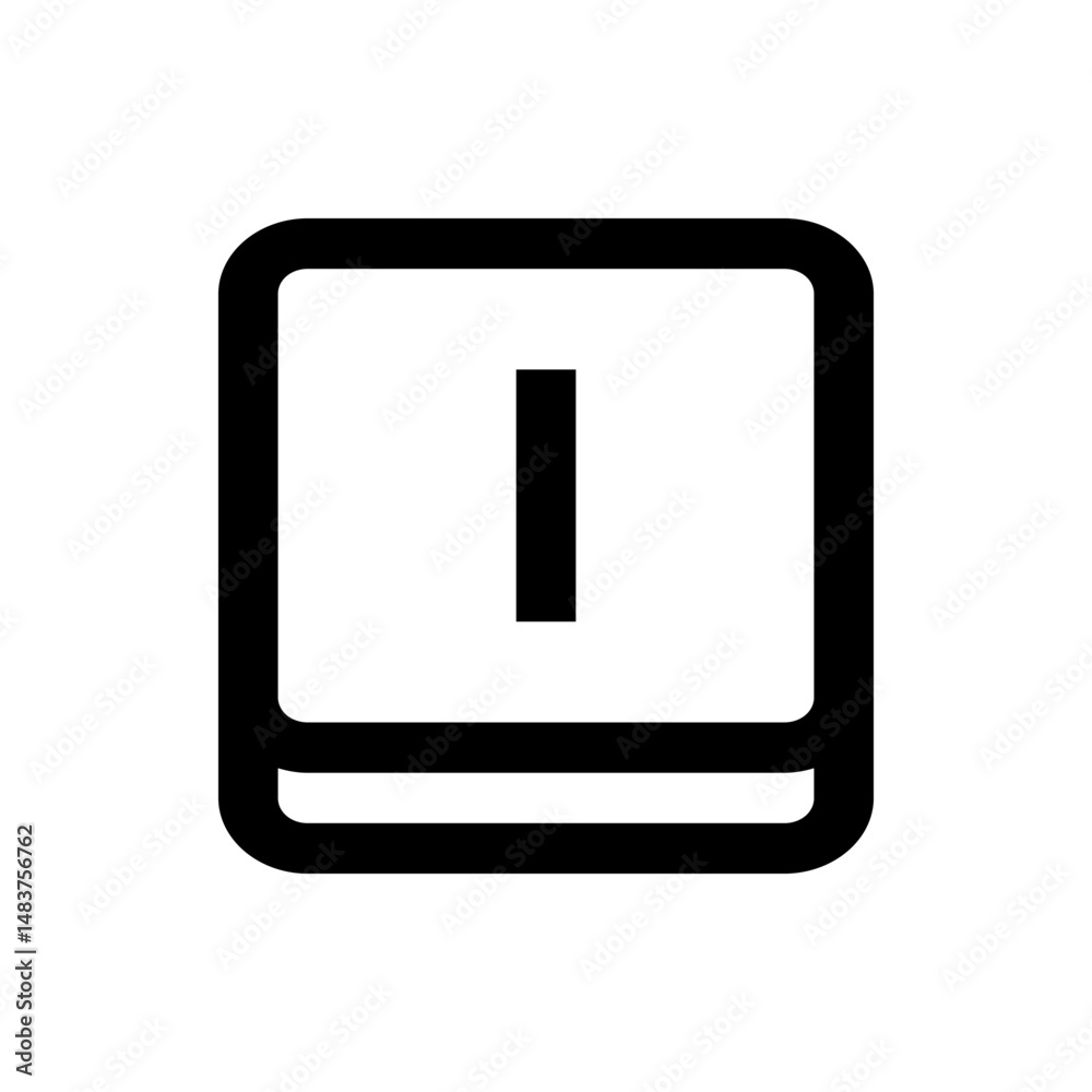 Poster illustration of a rounded rectangle with a vertical line inside and a horizontal line at the bottom 