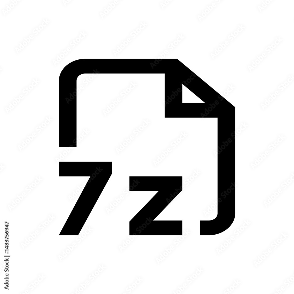 Poster illustration of a file icon with a folded corner and the text 7z indicating file compression type