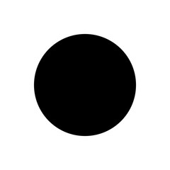A simple black circle centered on a white background creating a stark contrast and minimalist design element