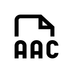 Illustration of aac file icon with a folded corner and bold letters representing the file format type
