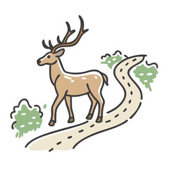 deer on trail icon, deer on trail vector illustration-simple illustration of deer on trail, perfect for deer on trail logos and icons