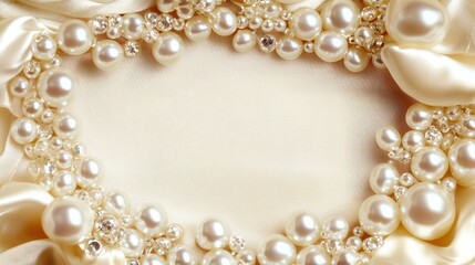 Fototapeta premium Elegant Pearl and Silk Frame: A Luxurious Background