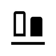 A simple graphic featuring two vertical bars of differing heights and a horizontal line at the bottom