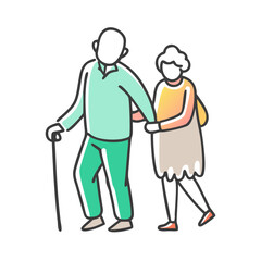 elderly couple walking icon, elderly couple walking vector illustration-simple illustration of elderly couple walking, perfect for elderly couple walking logos and icons