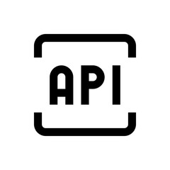 Api symbol displayed inside a square bracket with rounded corners in a bold and minimalist style design