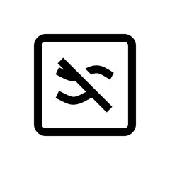 Obraz premium Black and white icon showing a rounded square containing a crossed out curved line symbol design element