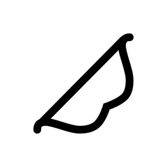 Single black line forming a wing shape with a curved edge and a rounded tip on a white background image