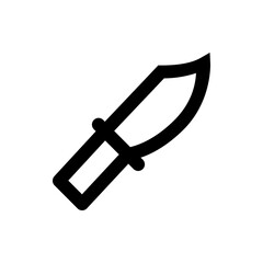 Illustration of a simple black outline knife with a curved blade and handle on a white background image