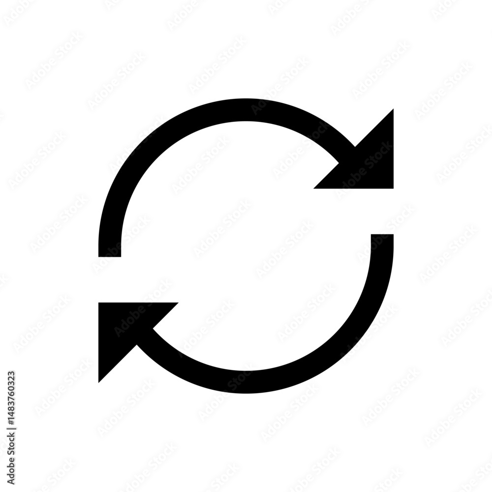 Poster circular arrows rotating in opposite directions indicating a process of refresh and synchronization 