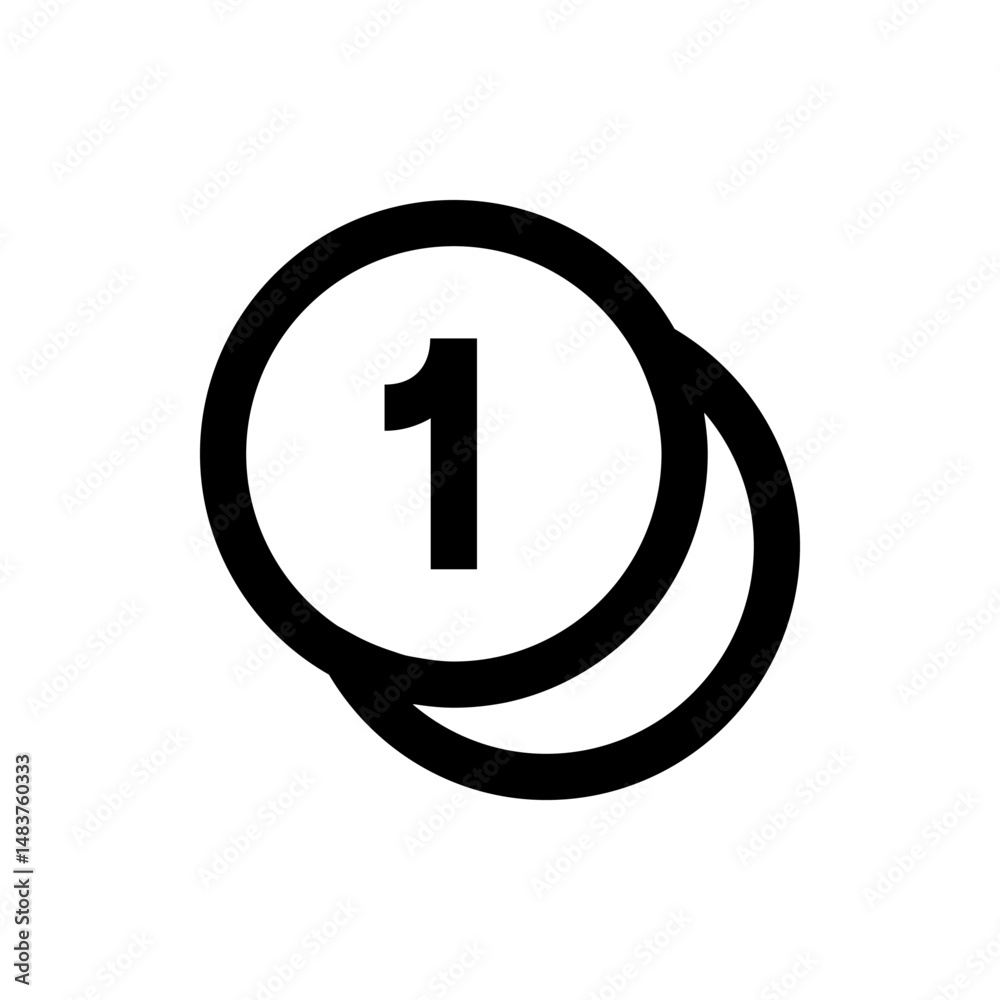 Poster number one inside a circle overlapping another circle with black outline on a white background desig