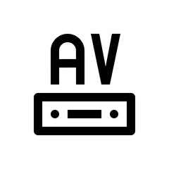 Illustration of a black av receiver with rounded corners and av letters on top in a simple design