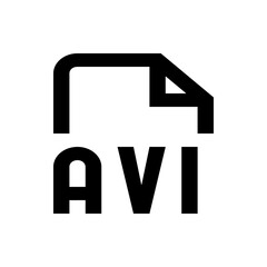 Illustration of a file icon with a folded corner and the letters avi indicating the file type below it