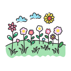 field of wildflowers icon, field of wildflowers vector illustration-simple illustration of field of wildflowers, perfect for field of wildflowers logos and icons
