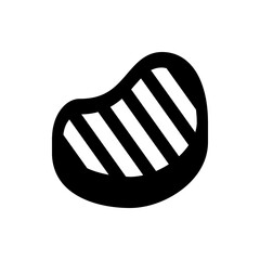 Illustration of a black and white steak with grill marks on a white background in a simple vector style