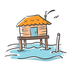 fisherman s hut icon, fisherman s hut vector illustration-simple illustration of fisherman s hut, perfect for fisherman s hut logos and icons