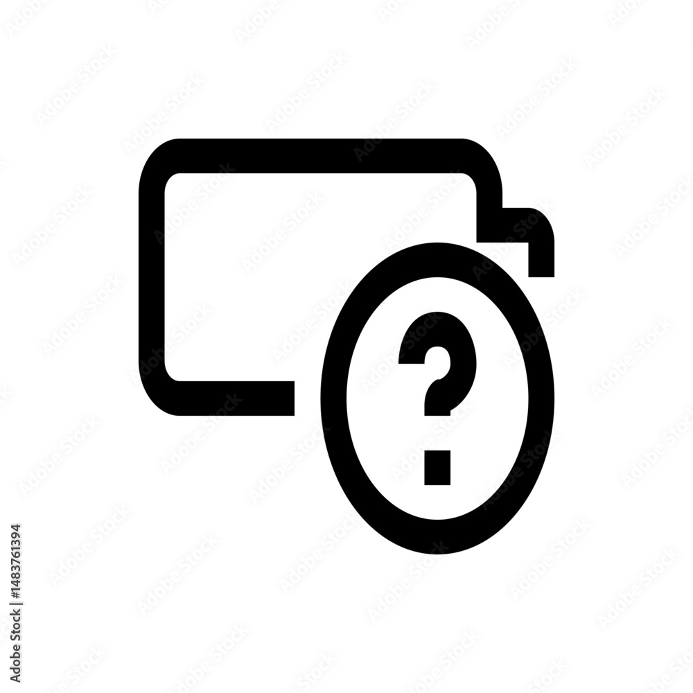 Poster battery icon with question mark indicating a problem or unknown status with the power source symbol