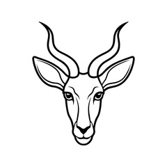 outline eland antelope head line art silhouette vector