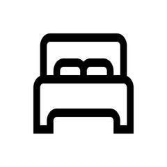 A simplistic line drawing of a bed with two pillows and a headboard in a minimalist style illustration