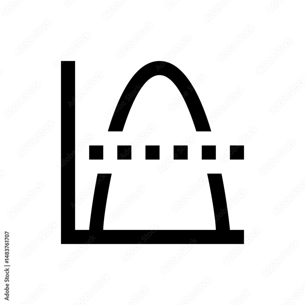 Poster a simple graph illustration with a curved line and a dotted line on a coordinate system axis display