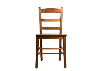 Fototapeta premium Rustic wooden chair with ladder back on a transparent background vector, showcasing vintage furniture design and craftsmanship