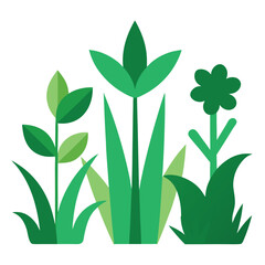 A vibrant green plant vector illustration showcases its delicate leaves and branch, embodying the essence of nature's spring growth