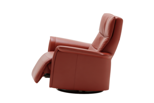 Modern red leather recliner chair on a transparent background vector, showcasing comfort and relaxation for home interior design