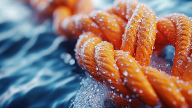 Orange rope knot in water - Powered by Adobe