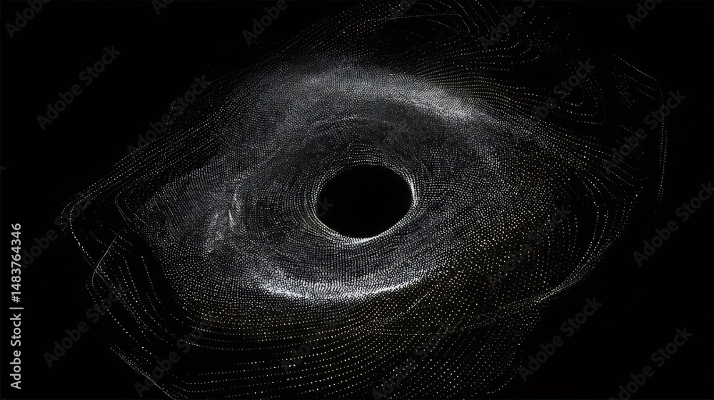 Aufkleber 黒い背景にきらめく銀河の中心部の抽象的な宇宙の渦と未来的な光の散乱パターン
