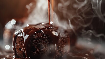 Hot chocolate fudge cake, steaming hot