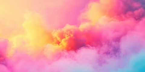 abstract background with rainbow clouds and vivid tones, fantasy elements, high detail, clean composition, dynamic feel, vibrant aesthetic
