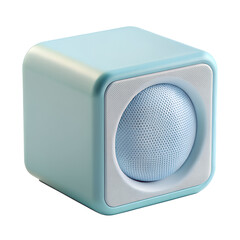 Fototapeta premium Compact Cube Speaker in Pastel Blue with Soft Edges on transparent background