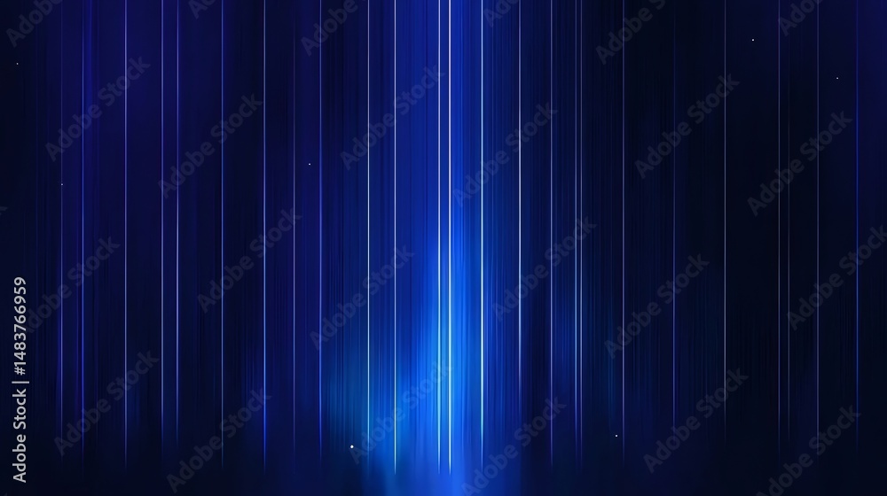 Poster 鮮やかな青色の抽象的な背景 ぼかしラインと光の効果 現代的なデザイン 垂直方向のグラデーションと輝き 未来的なスタイル テクノロジーコンセプト