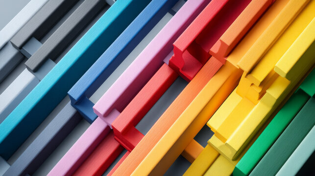 Vibrant arrangement of colorful parallel bars showcasing a modern design aesthetic.