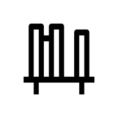 A simplistic black and white illustration of a fence with varying heights and a horizontal base line design