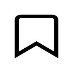 Illustration of a simple black bookmark icon with rounded corners and a distinctive bottom edge design element