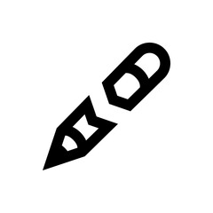 Illustration of a black pencil with a thick outline and geometric shapes on a white background art