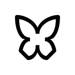 Stylized butterfly with thick black outline and symmetrical design on a white background image view