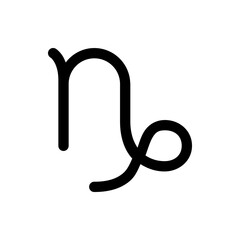Illustration of a capricorn zodiac sign with curved lines and rounded edges in a minimalist style design