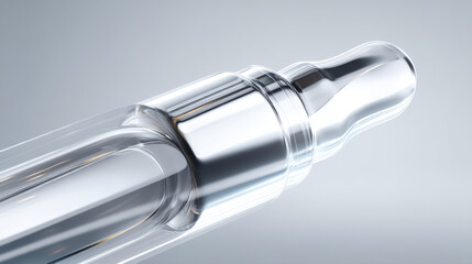 A close-up view of a clear dropper showcasing its design and functionality.