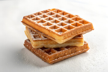 Stack of Waffles with Powdered Sugar
