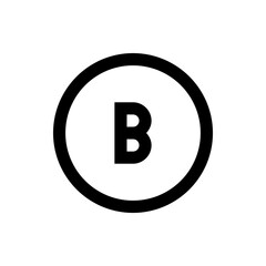 Letter b centered inside a bold black circle creates a simple and minimalist graphic illustration design