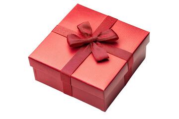 Obraz premium Elegant Red Gift Box with Satin Ribbon Bow Perfect for Special Occasions